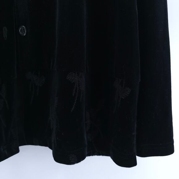 Hot Cotton Vintage Black Velvet Floral Embroidery Gothcore Witchy Button Cardi L - Picture 7 of 14